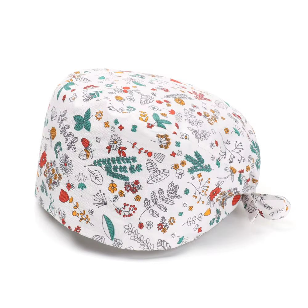 1Pc Cotton Comfortable Work Scrubs Hat Beauty Agency Lab Doctor Dentist Nursing Hats Dustproof Bouffant Adjustable Medical Cap
