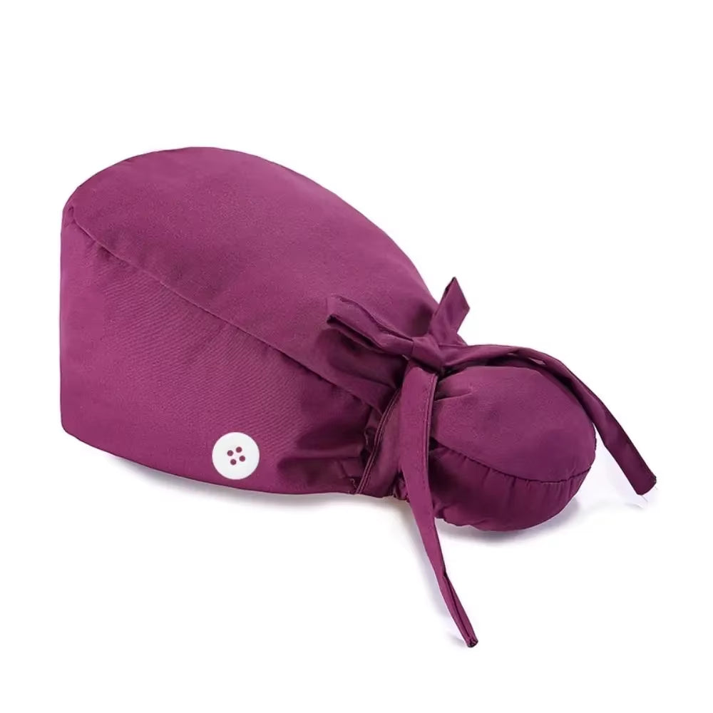 1Pc Cotton Comfortable Work Scrubs Hat Beauty Agency Lab Doctor Dentist Nursing Hats Dustproof Bouffant Adjustable Medical Cap