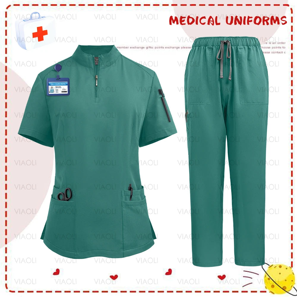Women's Zip Up Scrub Set