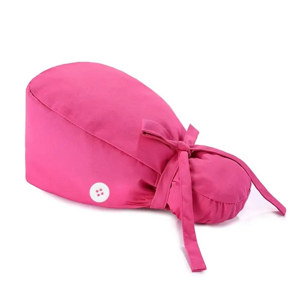 1Pc Cotton Comfortable Work Scrubs Hat Beauty Agency Lab Doctor Dentist Nursing Hats Dustproof Bouffant Adjustable Medical Cap