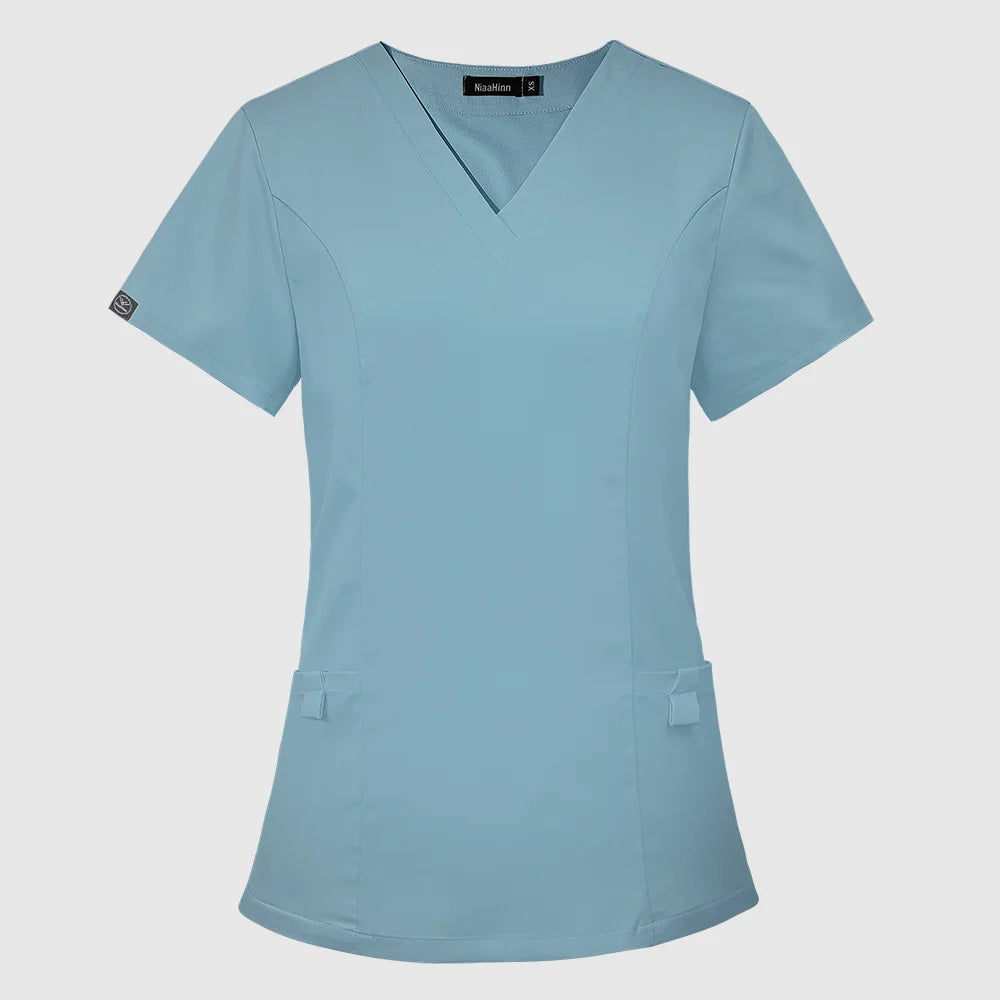 Medical Doctor Blouse Dentist Overalls Nurse Uniform Women Short Sleeve Nursing Scrubs Tops Beauty Salon Uniform Scrubs Blouse