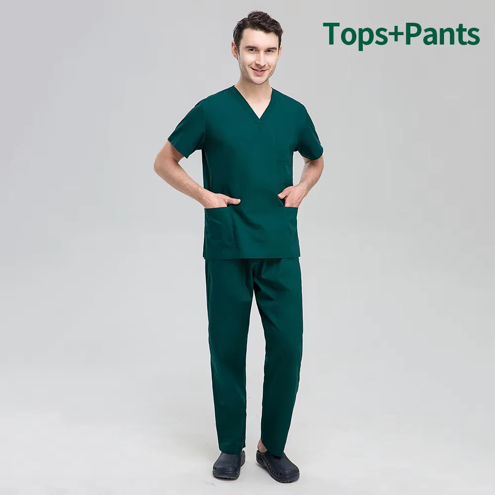 Unisex Pet Grooming Clinic Nursing Clothes Workwear Womens Scrub Sets Tooth Health Check Work Uniform Suits Medical Doctor Suits