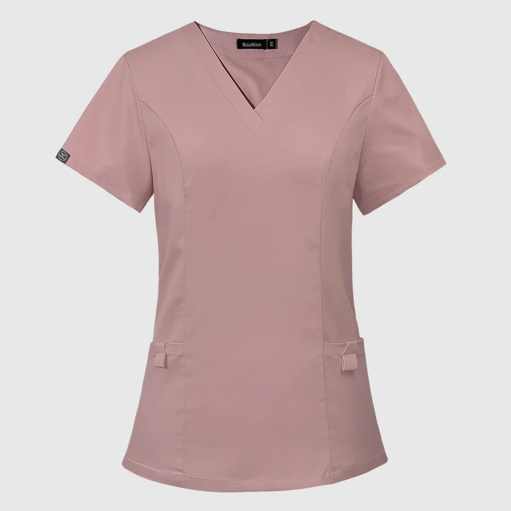 Medical Doctor Blouse Dentist Overalls Nurse Uniform Women Short Sleeve Nursing Scrubs Tops Beauty Salon Uniform Scrubs Blouse