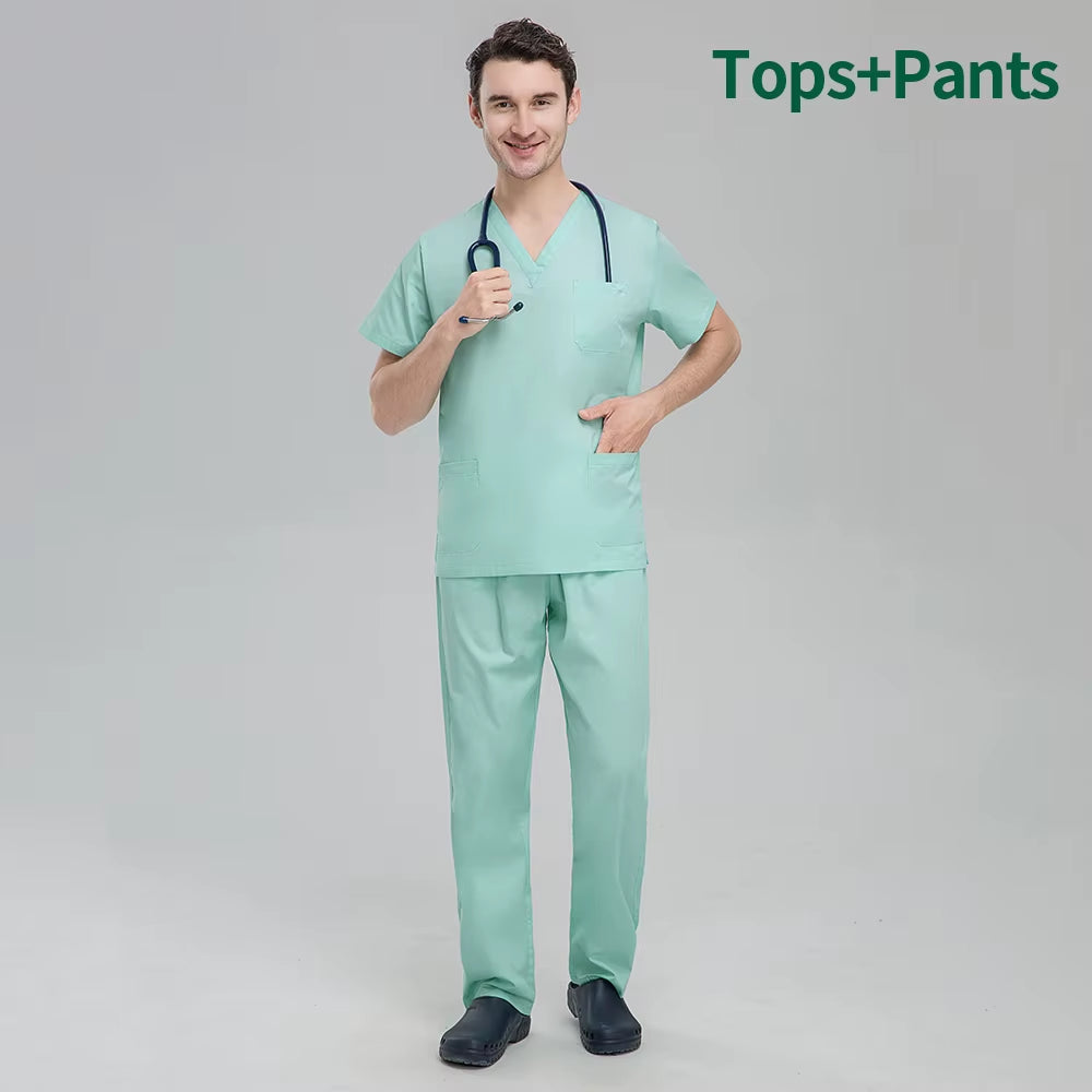 Unisex Pet Grooming Clinic Nursing Clothes Workwear Womens Scrub Sets Tooth Health Check Work Uniform Suits Medical Doctor Suits