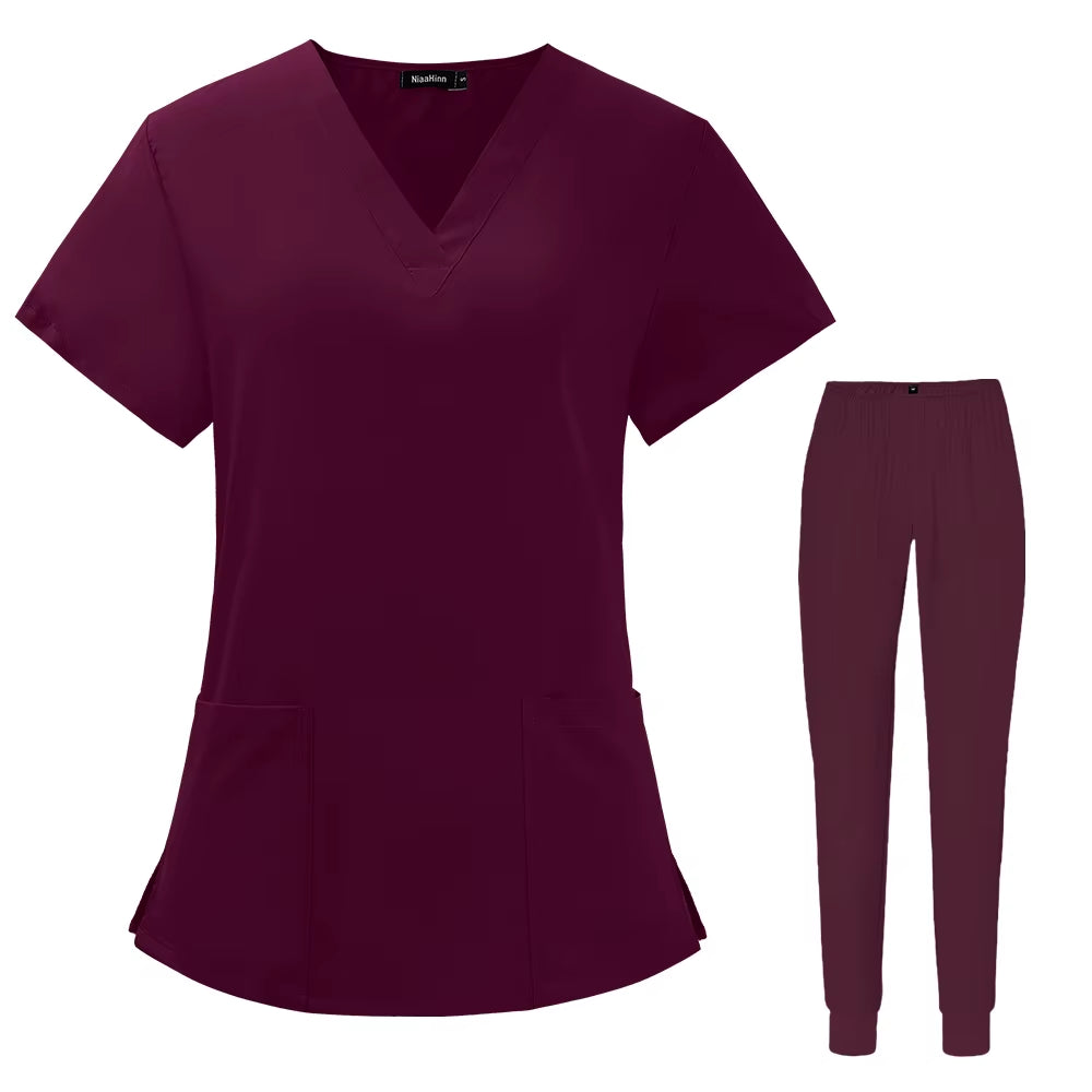Pharmacist Cleaning Scrub Set Hospital Stomatology Dentistry Doctor Work Nursing Medical Uniform Summer V-Neck Fashion Wholesale
