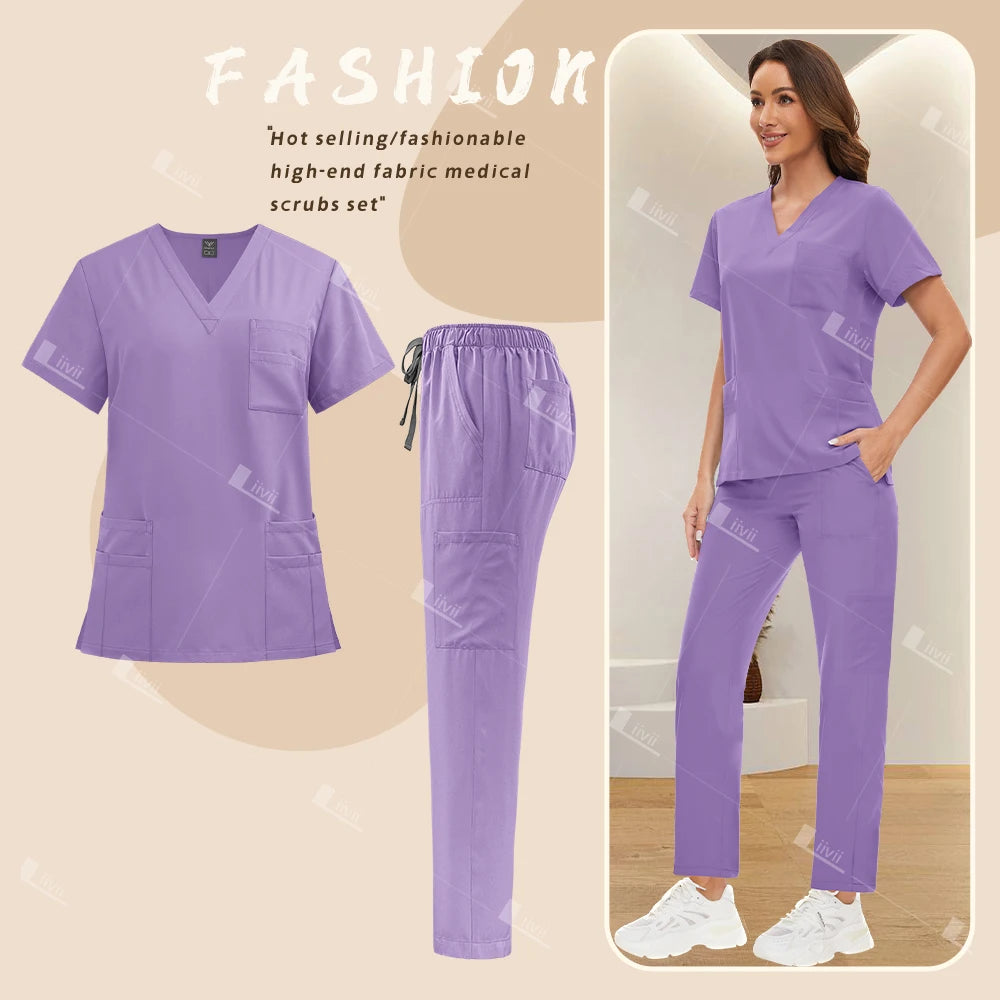 Women's V-Neck Scrub Sets