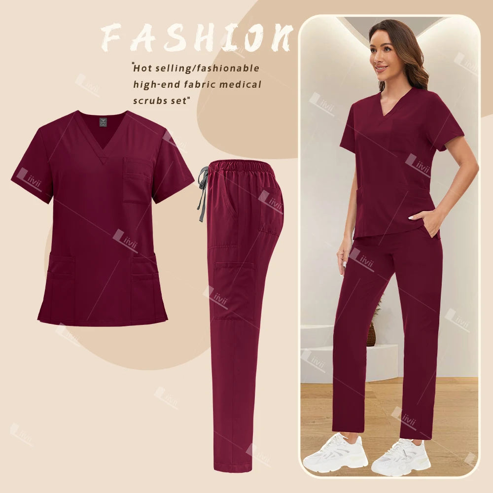 Women's V-Neck Scrub Sets