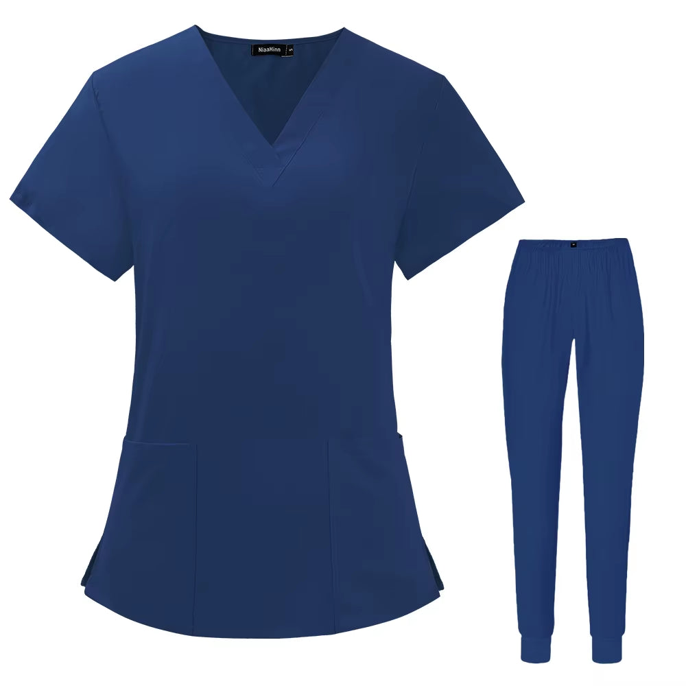 Pharmacist Cleaning Scrub Set Hospital Stomatology Dentistry Doctor Work Nursing Medical Uniform Summer V-Neck Fashion Wholesale