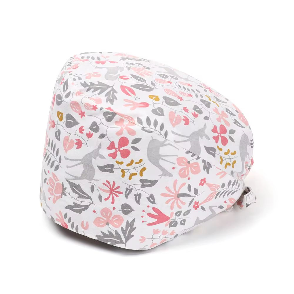 1Pc Cotton Comfortable Work Scrubs Hat Beauty Agency Lab Doctor Dentist Nursing Hats Dustproof Bouffant Adjustable Medical Cap