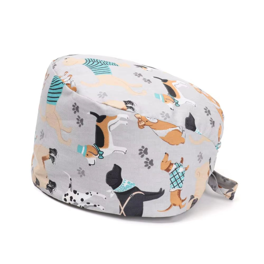 1Pc Cotton Comfortable Work Scrubs Hat Beauty Agency Lab Doctor Dentist Nursing Hats Dustproof Bouffant Adjustable Medical Cap