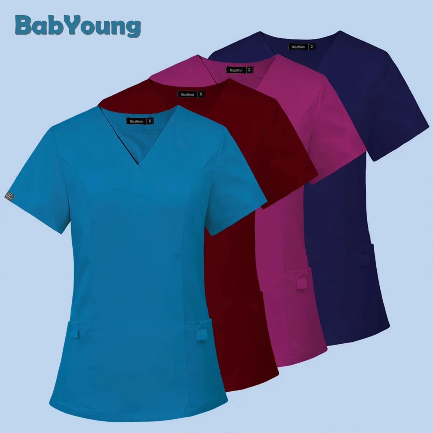 Medical Doctor Blouse Dentist Overalls Nurse Uniform Women Short Sleeve Nursing Scrubs Tops Beauty Salon Uniform Scrubs Blouse