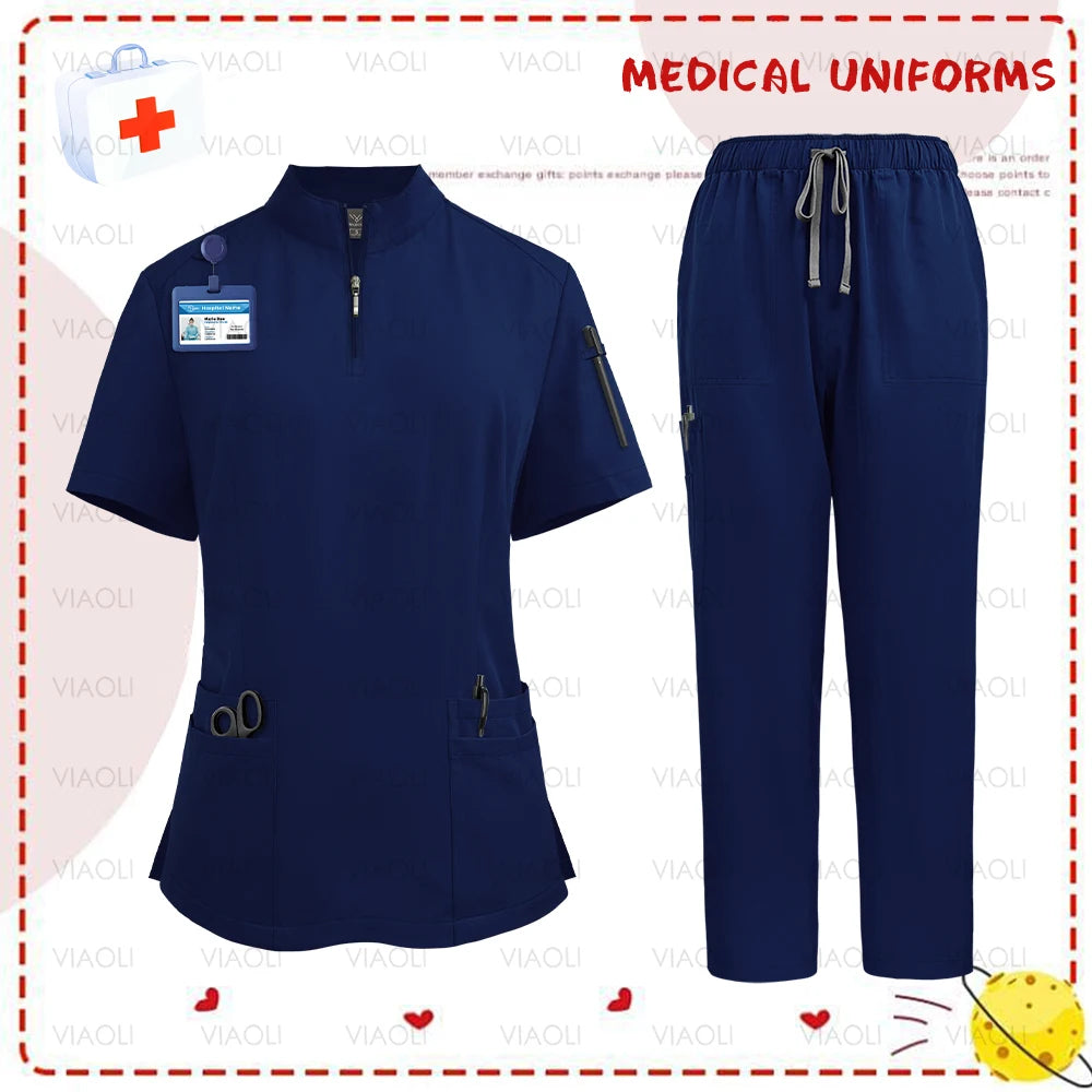 Women's Zip Up Scrub Set