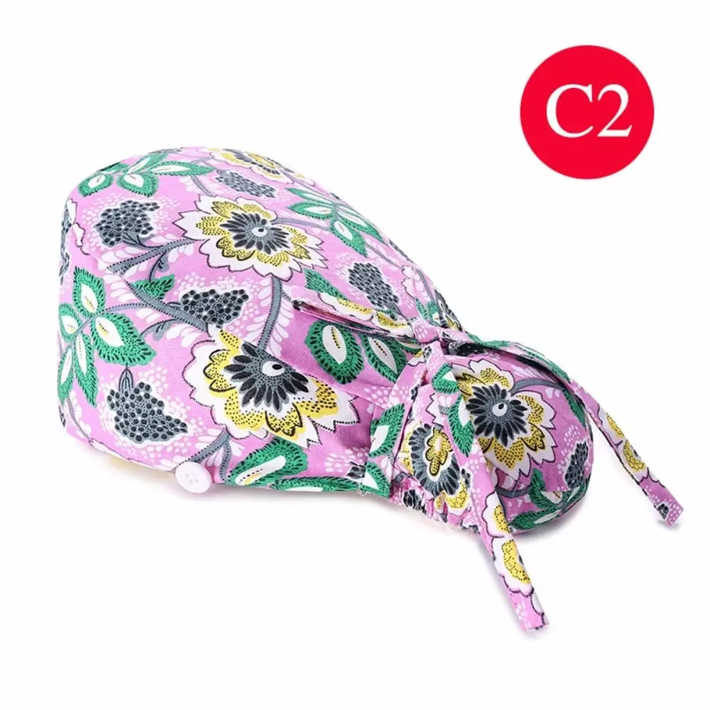 1Pc Cotton Comfortable Work Scrubs Hat Beauty Agency Lab Doctor Dentist Nursing Hats Dustproof Bouffant Adjustable Medical Cap