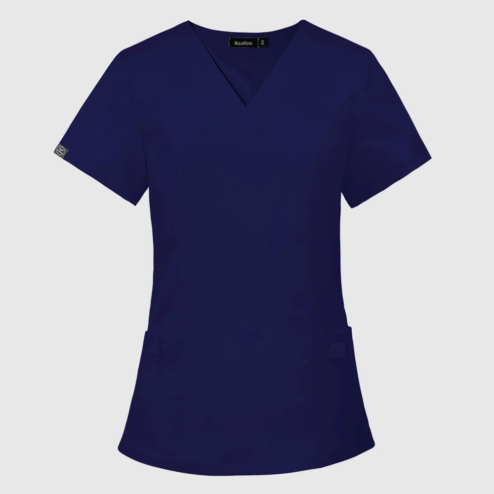 Medical Doctor Blouse Dentist Overalls Nurse Uniform Women Short Sleeve Nursing Scrubs Tops Beauty Salon Uniform Scrubs Blouse