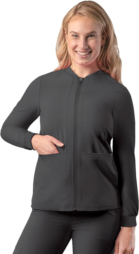 Adar Addition Scrubs for Women - Zippered Bomber Scrub Jacket