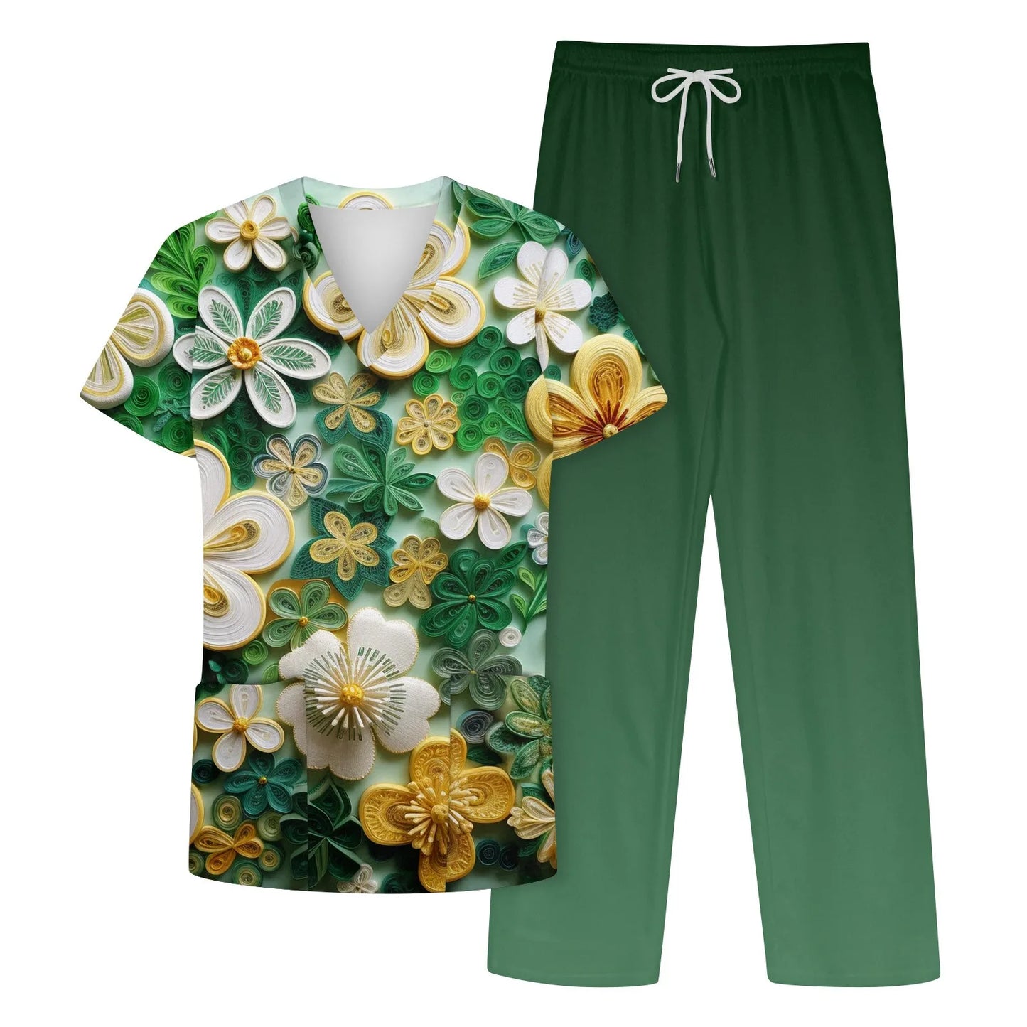 Floral Print Uniforms Set