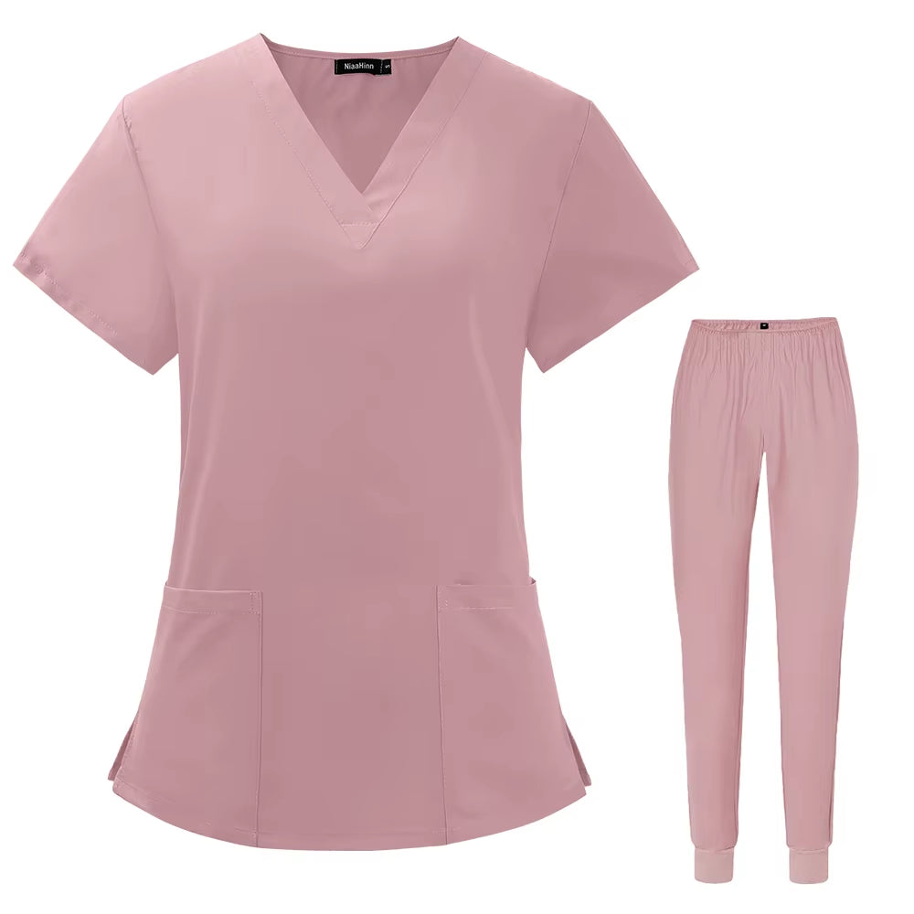 Pharmacist Cleaning Scrub Set Hospital Stomatology Dentistry Doctor Work Nursing Medical Uniform Summer V-Neck Fashion Wholesale
