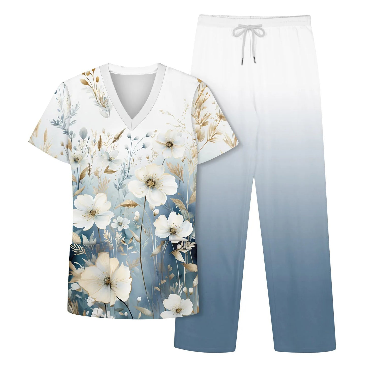 Floral Print Uniforms Set