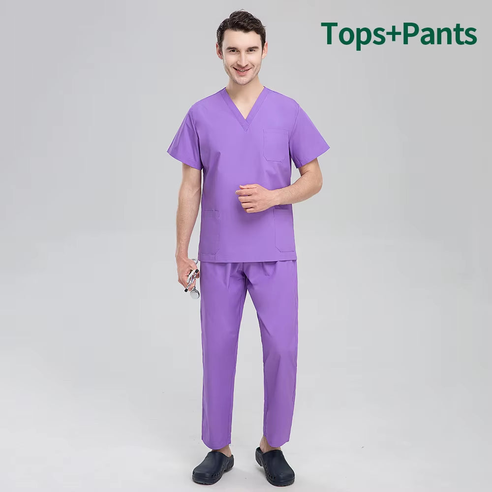 Unisex Pet Grooming Clinic Nursing Clothes Workwear Womens Scrub Sets Tooth Health Check Work Uniform Suits Medical Doctor Suits