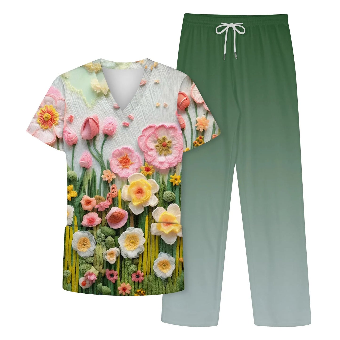Floral Print Uniforms Set