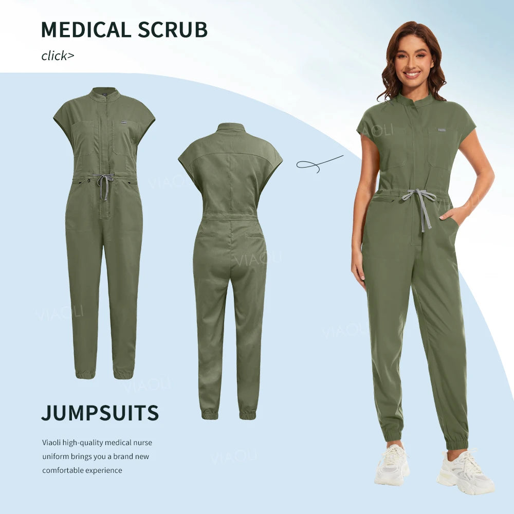 Women's Nurse Scrubs Jumpsuit