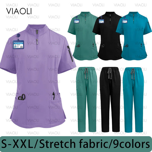 Women's Zip Up Scrub Set