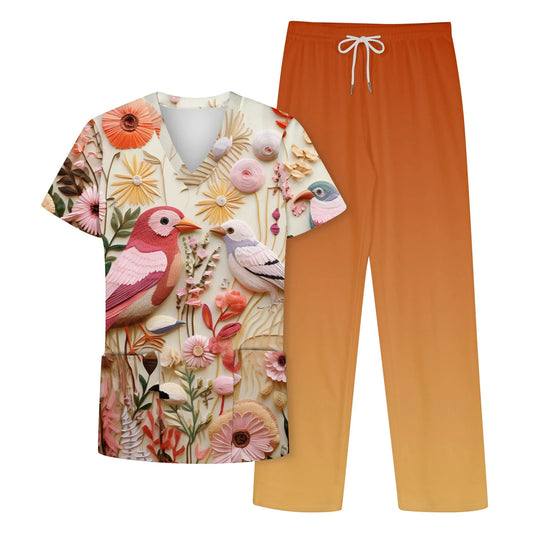 Floral Print Uniforms Set
