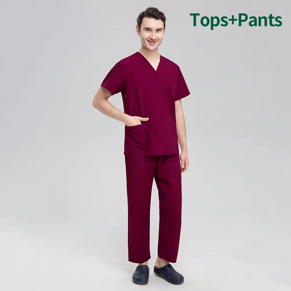 Unisex Pet Grooming Clinic Nursing Clothes Workwear Womens Scrub Sets Tooth Health Check Work Uniform Suits Medical Doctor Suits