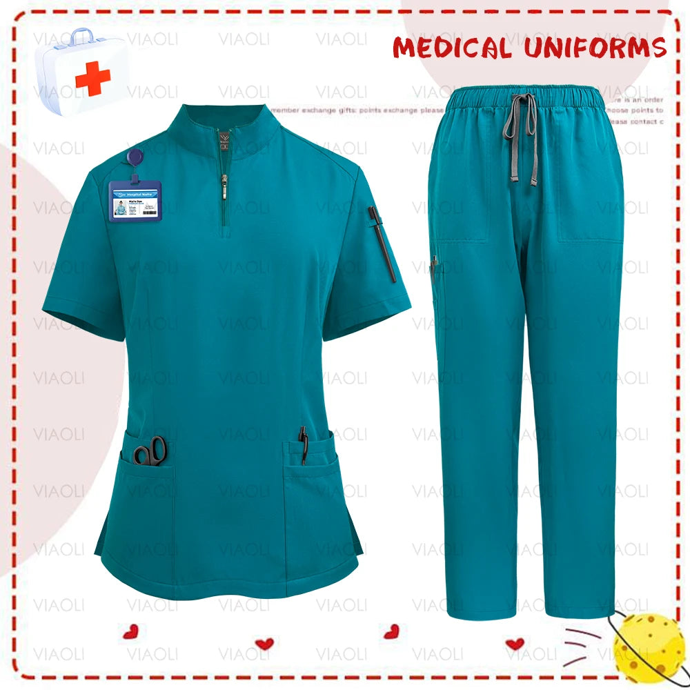 Women's Zip Up Scrub Set