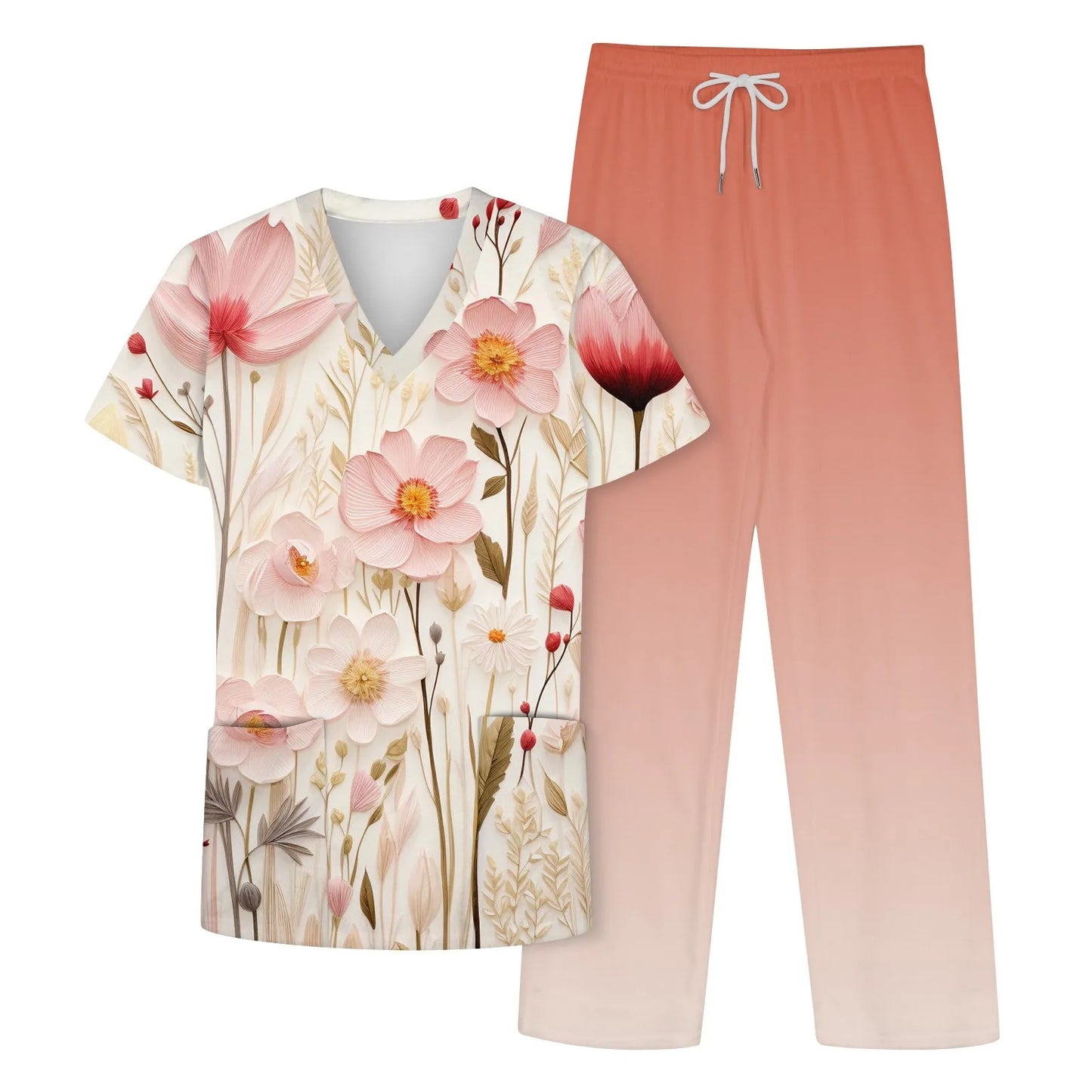 Floral Print Uniforms Set