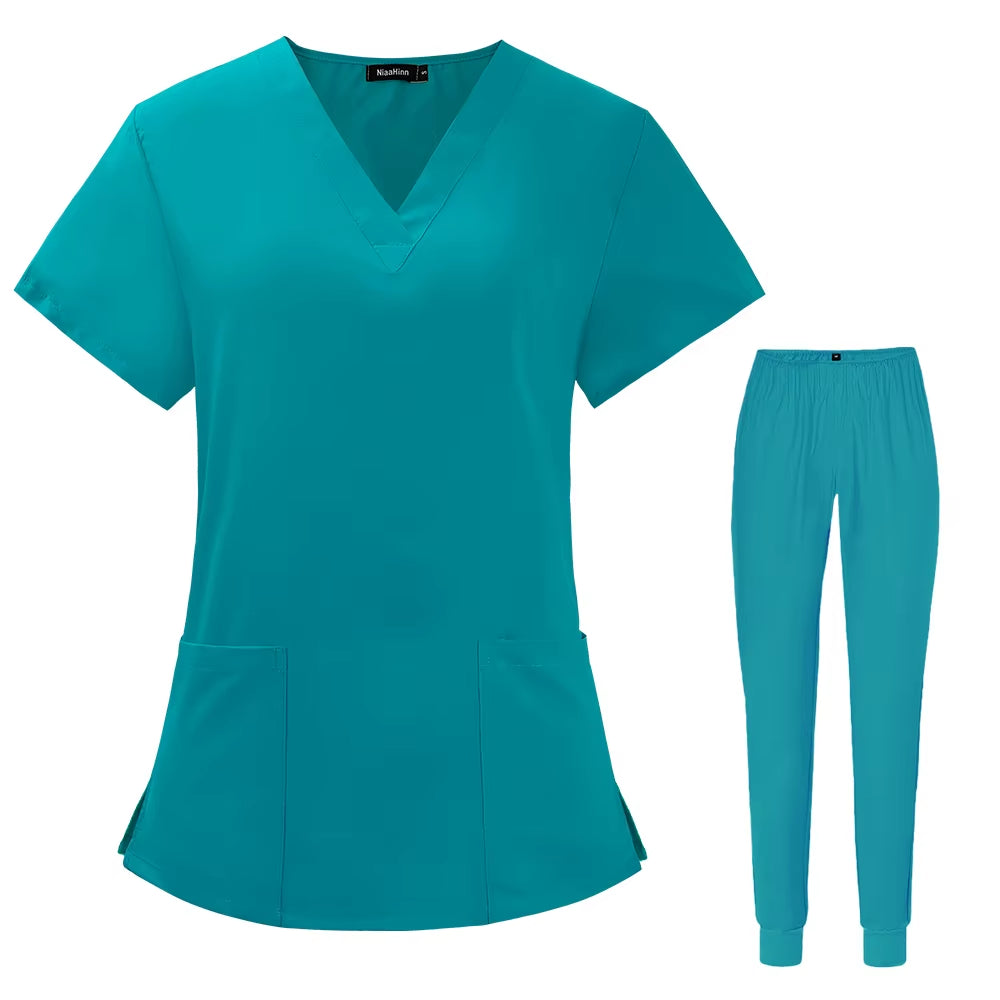 Pharmacist Cleaning Scrub Set Hospital Stomatology Dentistry Doctor Work Nursing Medical Uniform Summer V-Neck Fashion Wholesale
