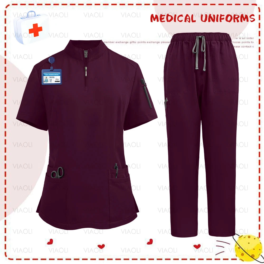 Women's Zip Up Scrub Set