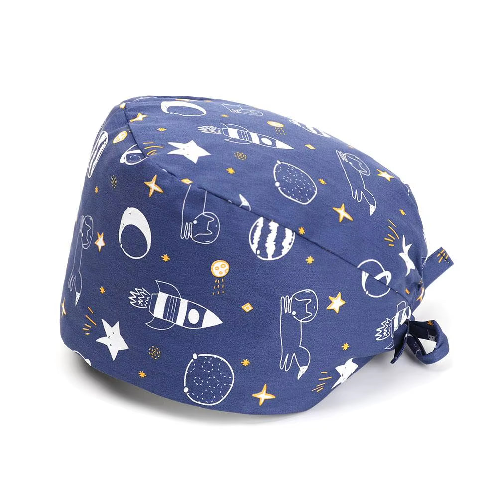 1Pc Cotton Comfortable Work Scrubs Hat Beauty Agency Lab Doctor Dentist Nursing Hats Dustproof Bouffant Adjustable Medical Cap