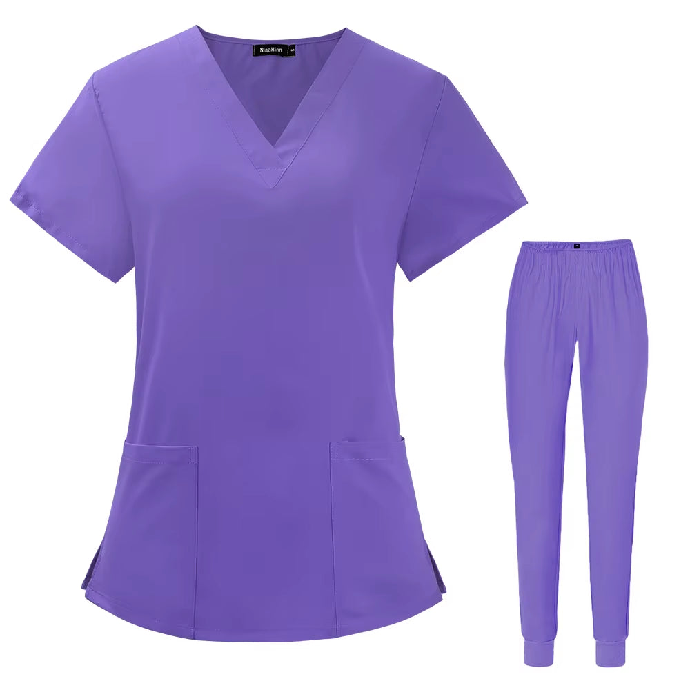 Pharmacist Cleaning Scrub Set Hospital Stomatology Dentistry Doctor Work Nursing Medical Uniform Summer V-Neck Fashion Wholesale
