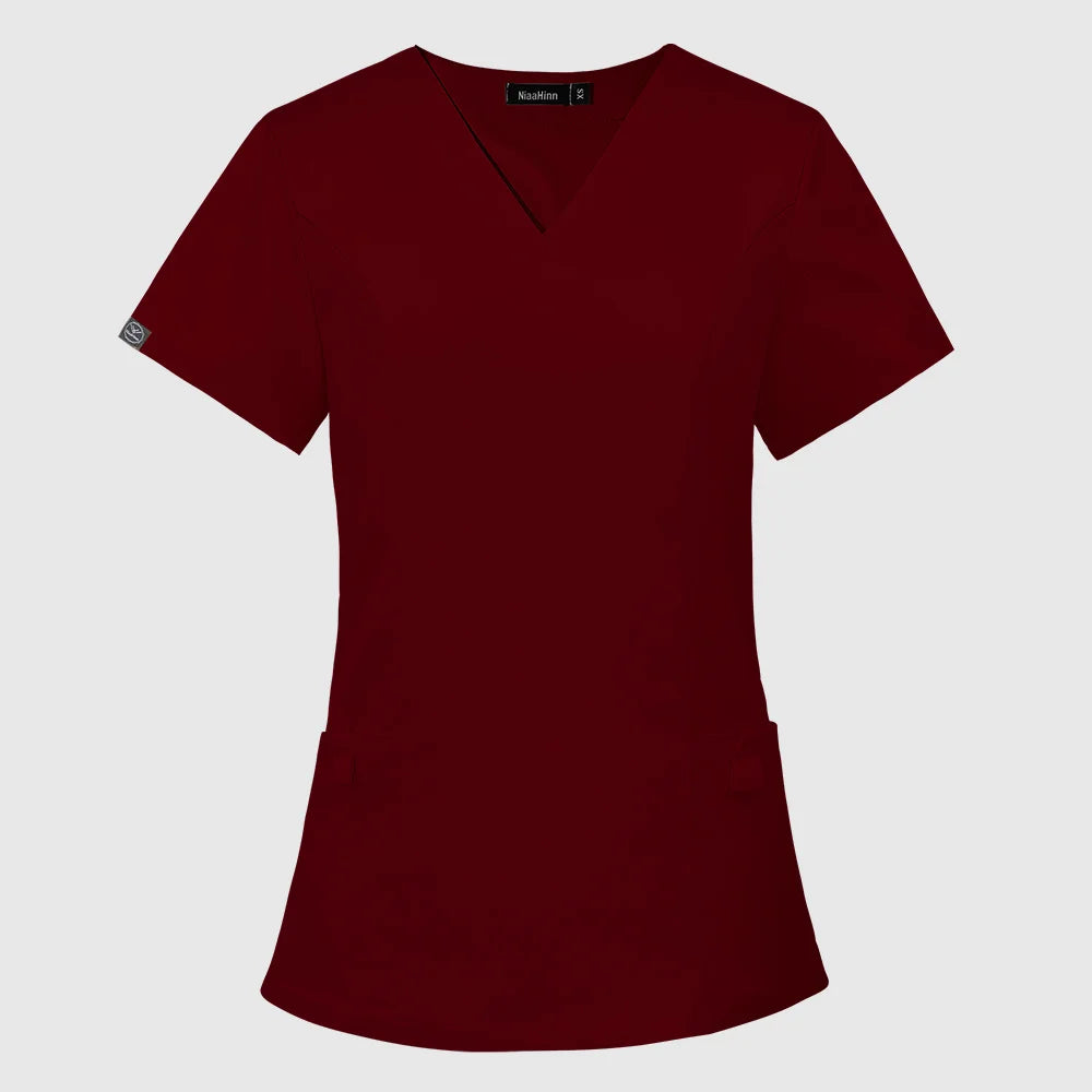 Medical Doctor Blouse Dentist Overalls Nurse Uniform Women Short Sleeve Nursing Scrubs Tops Beauty Salon Uniform Scrubs Blouse