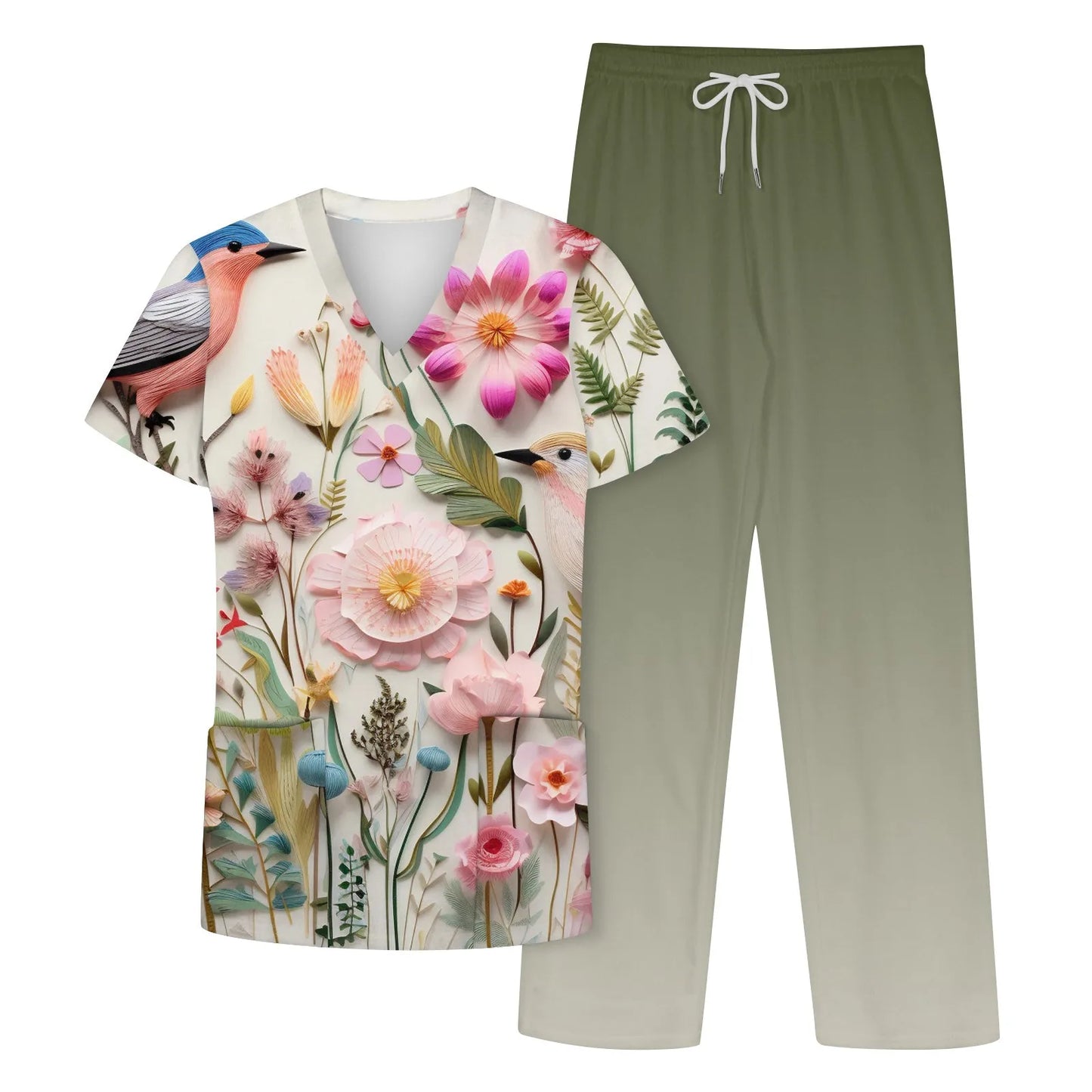 Floral Print Uniforms Set