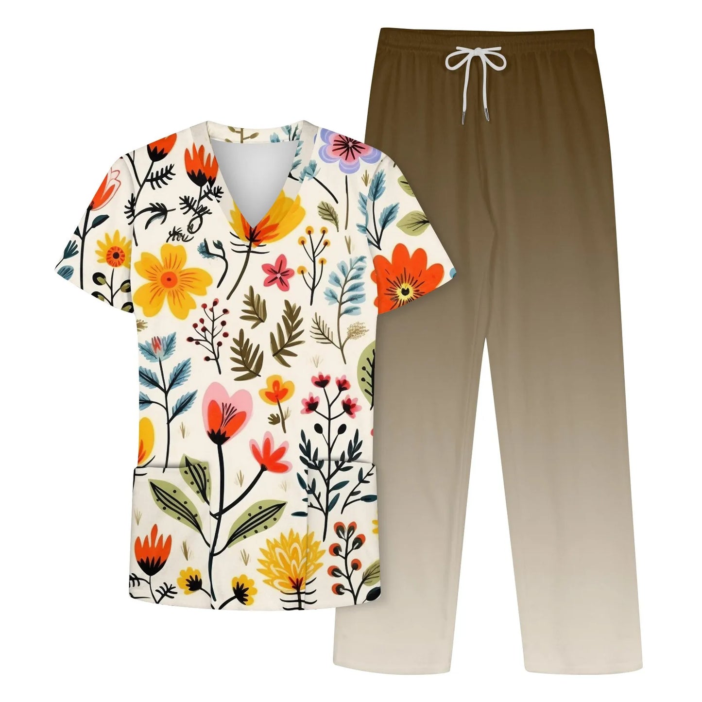 Floral Print Uniforms Set