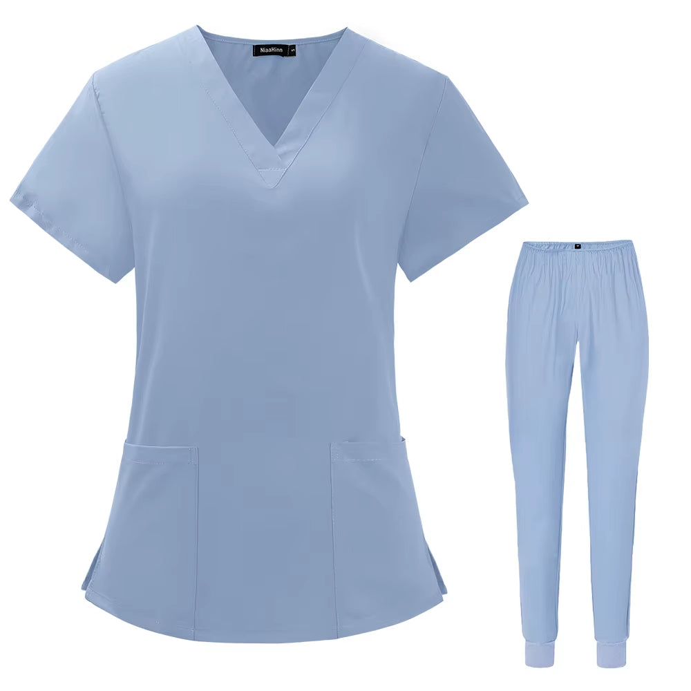 Pharmacist Cleaning Scrub Set Hospital Stomatology Dentistry Doctor Work Nursing Medical Uniform Summer V-Neck Fashion Wholesale