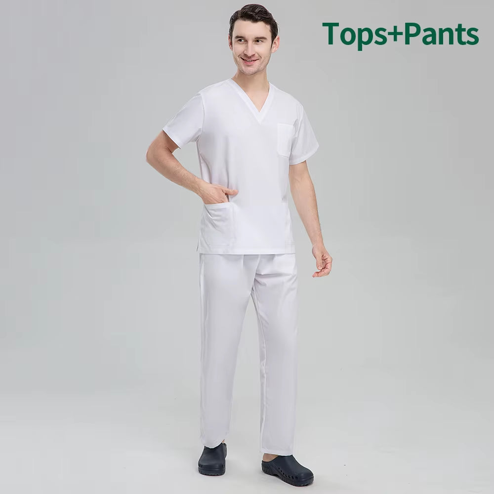 Unisex Pet Grooming Clinic Nursing Clothes Workwear Womens Scrub Sets Tooth Health Check Work Uniform Suits Medical Doctor Suits