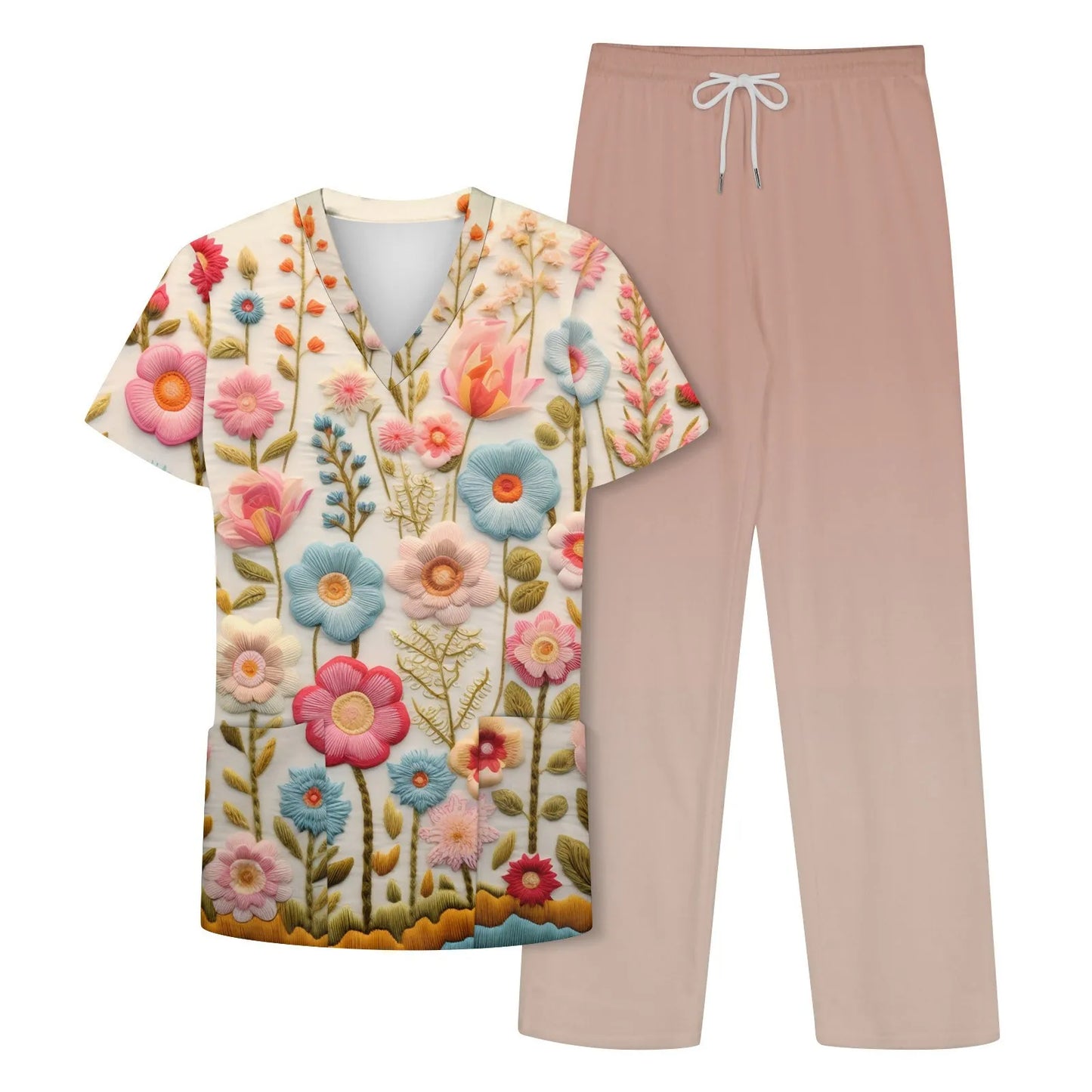 Floral Print Uniforms Set