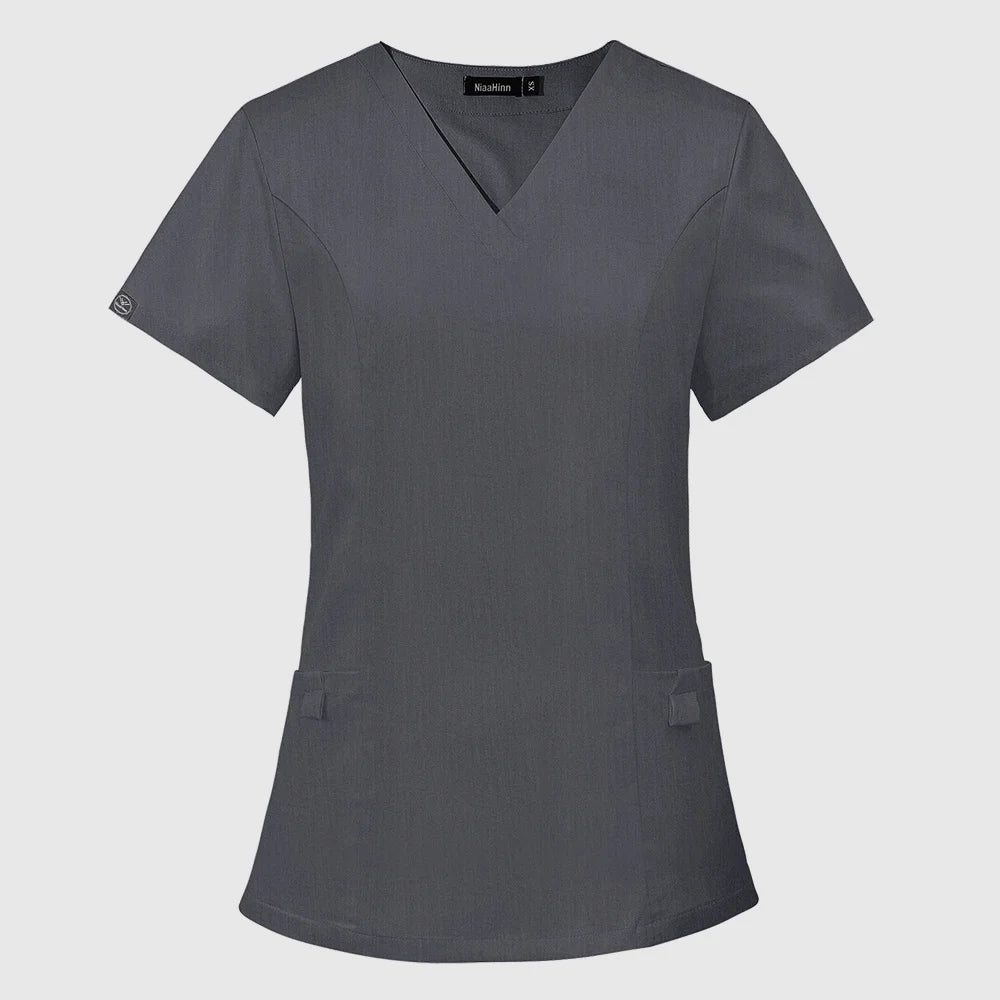 Medical Doctor Blouse Dentist Overalls Nurse Uniform Women Short Sleeve Nursing Scrubs Tops Beauty Salon Uniform Scrubs Blouse