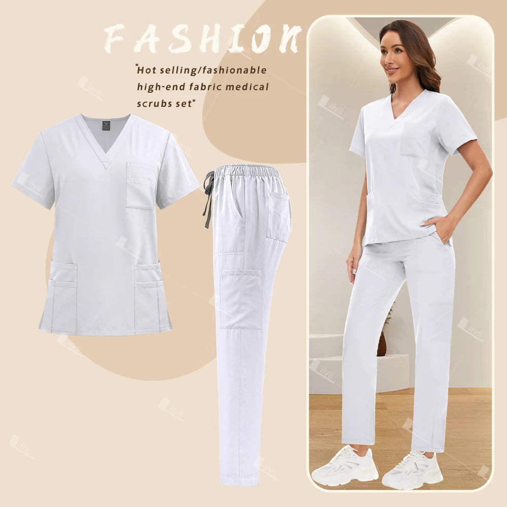 Women's V-Neck Scrub Sets