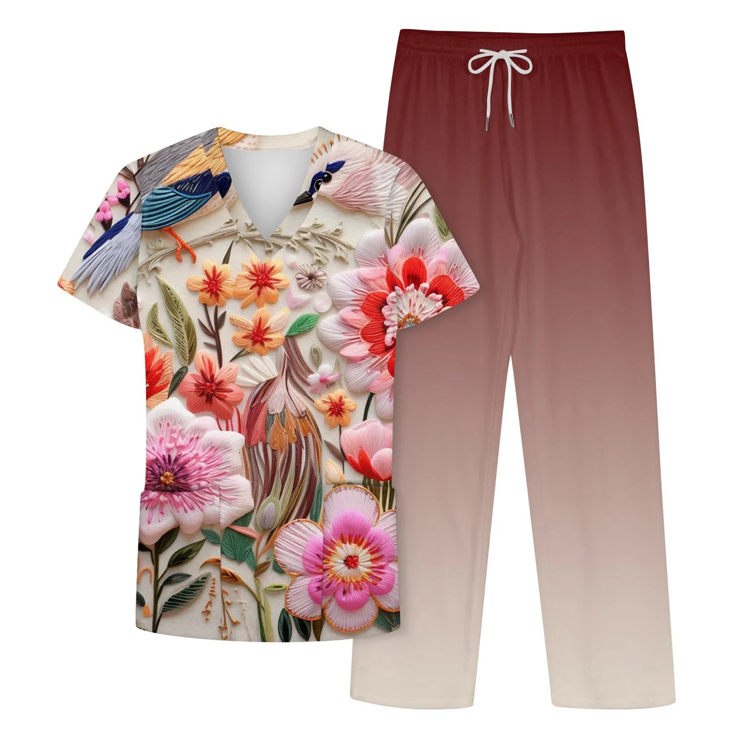 Floral Print Uniforms Set