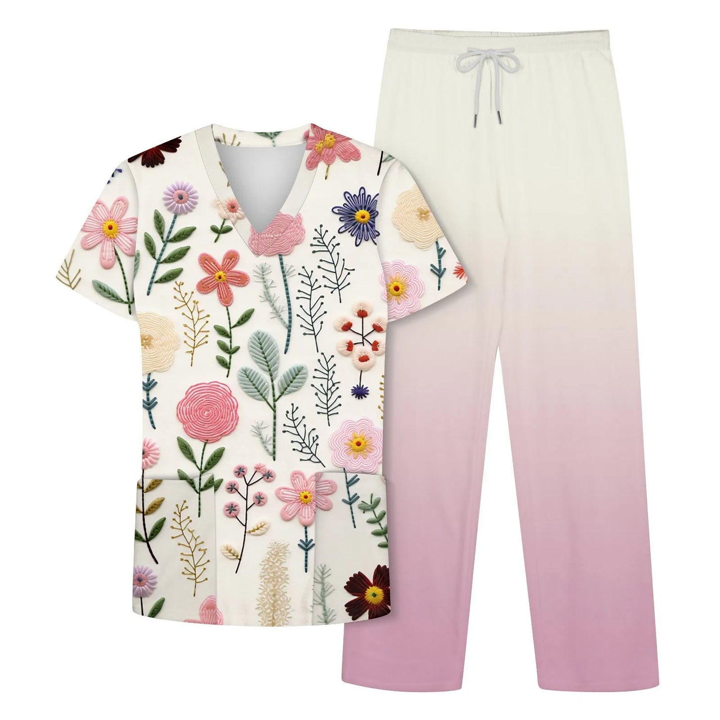Floral Print Uniforms Set
