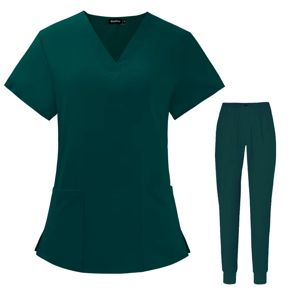 Pharmacist Cleaning Scrub Set Hospital Stomatology Dentistry Doctor Work Nursing Medical Uniform Summer V-Neck Fashion Wholesale
