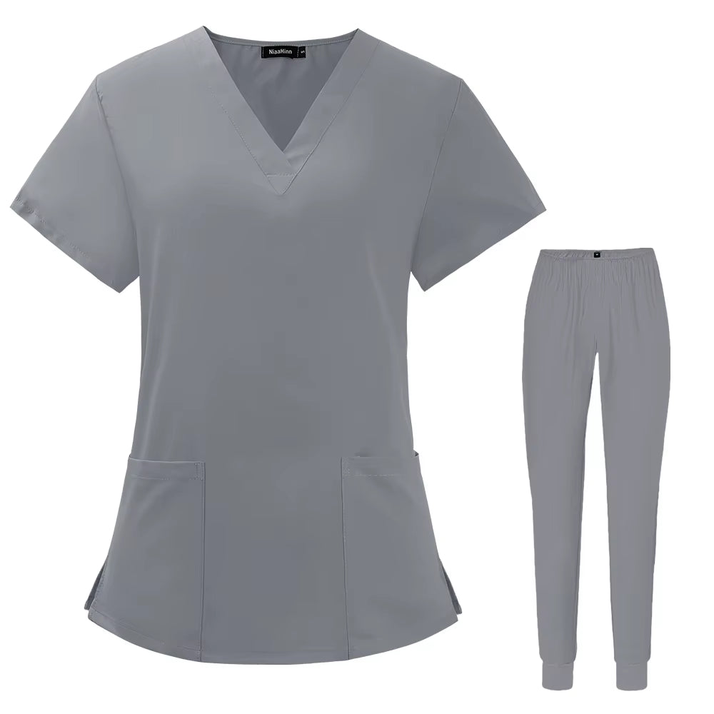 Pharmacist Cleaning Scrub Set Hospital Stomatology Dentistry Doctor Work Nursing Medical Uniform Summer V-Neck Fashion Wholesale