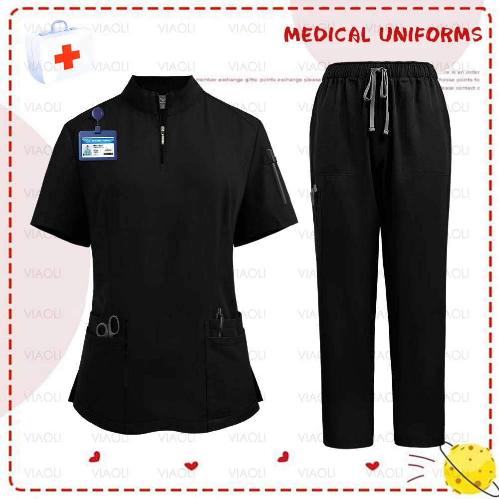 Women's Zip Up Scrub Set