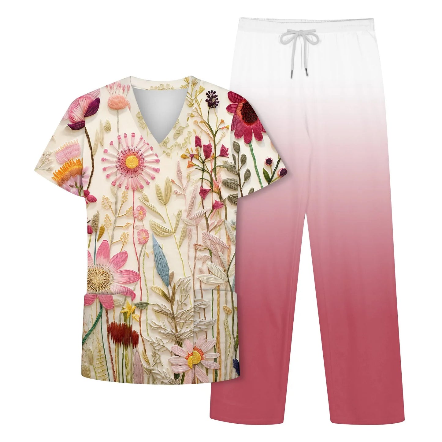 Floral Print Uniforms Set