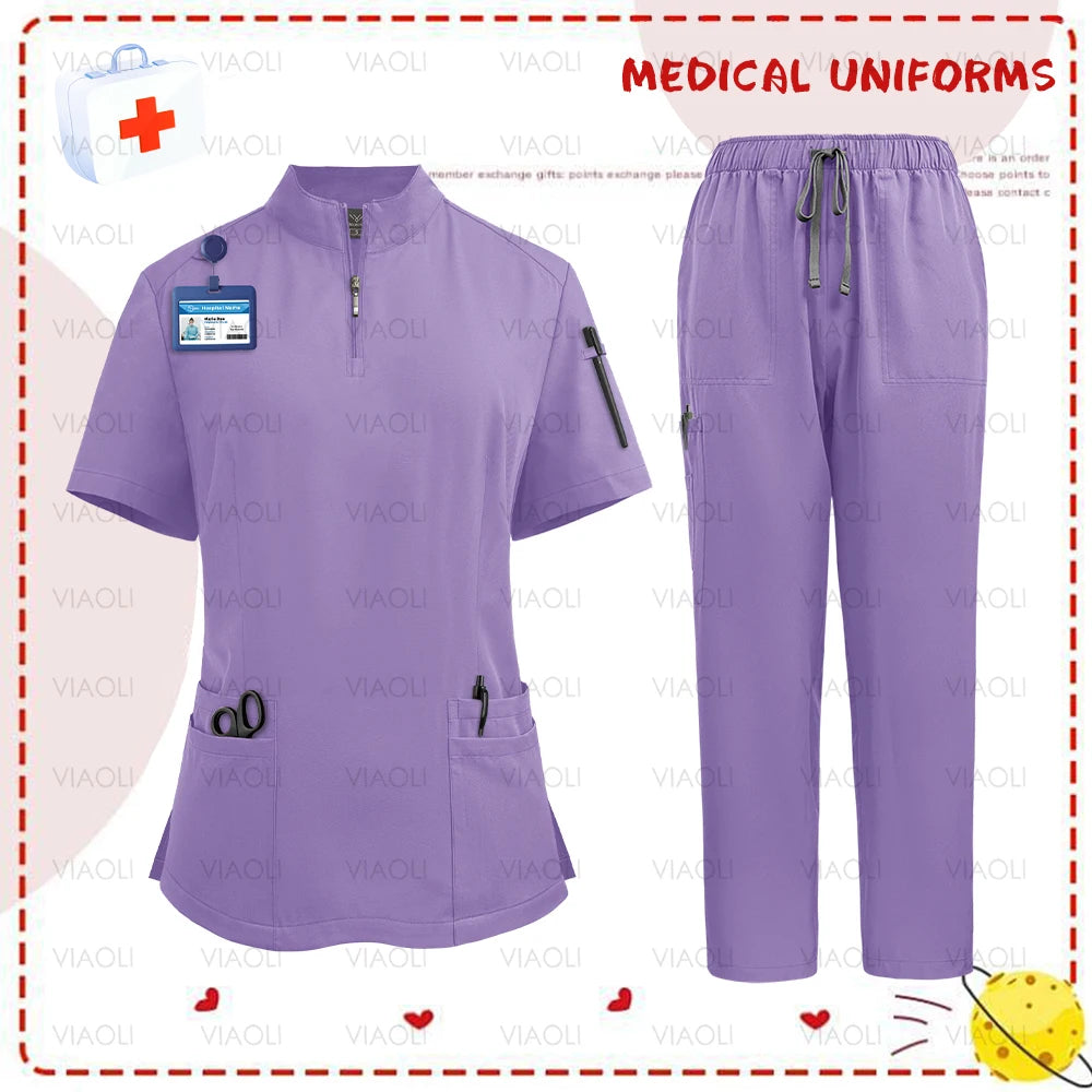 Women's Zip Up Scrub Set