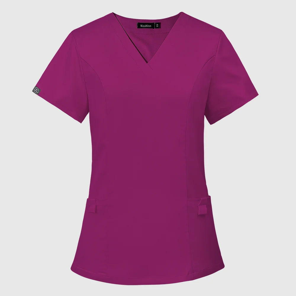 Medical Doctor Blouse Dentist Overalls Nurse Uniform Women Short Sleeve Nursing Scrubs Tops Beauty Salon Uniform Scrubs Blouse